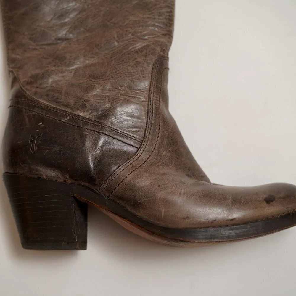 Frye Tall Jane Cuff Leather Riding Motorcycle Boots
